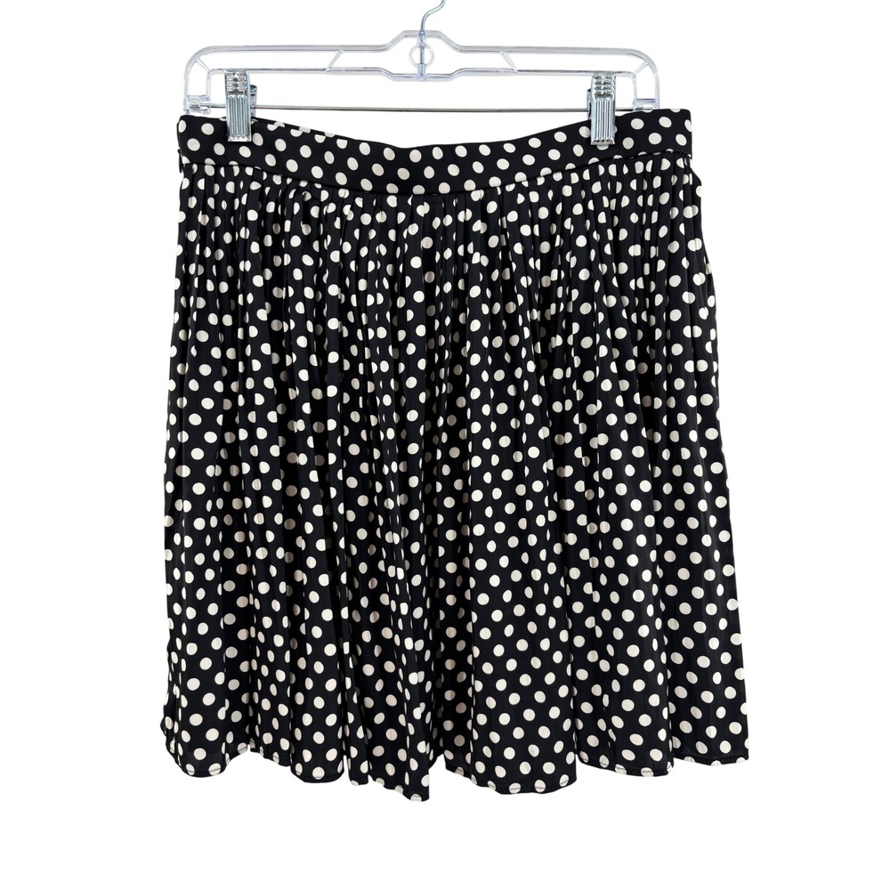 J. Crew Polka Dot‎ Pleated Midi Skirt Women's Size 10 Black White